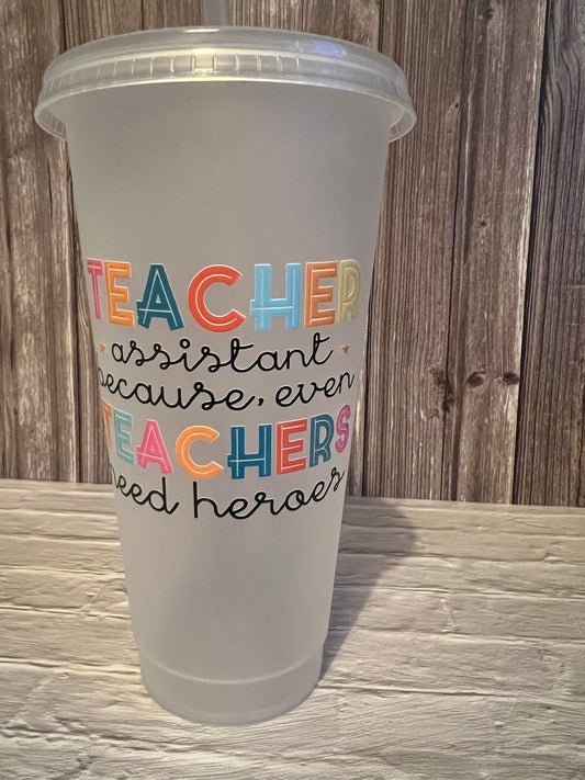 Teacher Assistant Hero 24oz Cold Cup