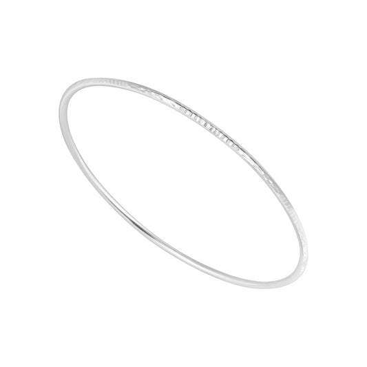 Pretty Diamond Cut Silver Bangle  (USA-DDP)