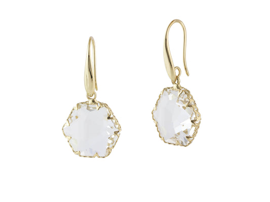 Camilla Crystal Hexagon Earrings: Gold/Crystal