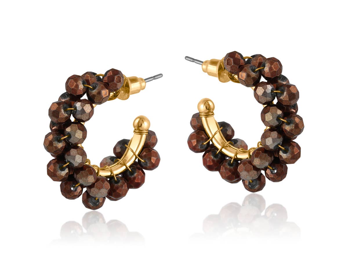 Marina Cluster Beaded Hoop Earrings: SILVER