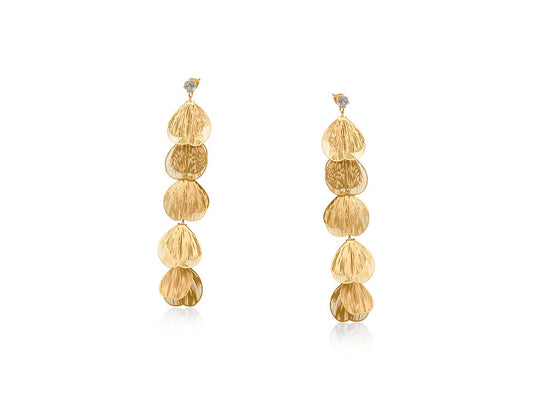 Livia Dangle Petal Statement Earrings: Gold