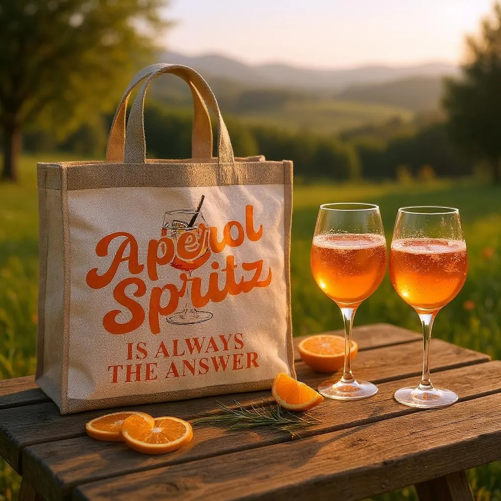 Aperol Spritz Hessian Tote Bag