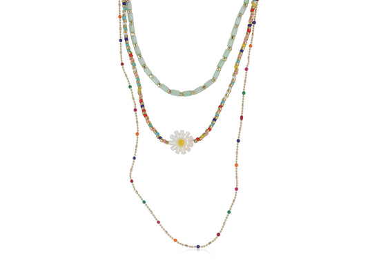 Cressida Multi Row Beaded Necklace: NEON MULTI