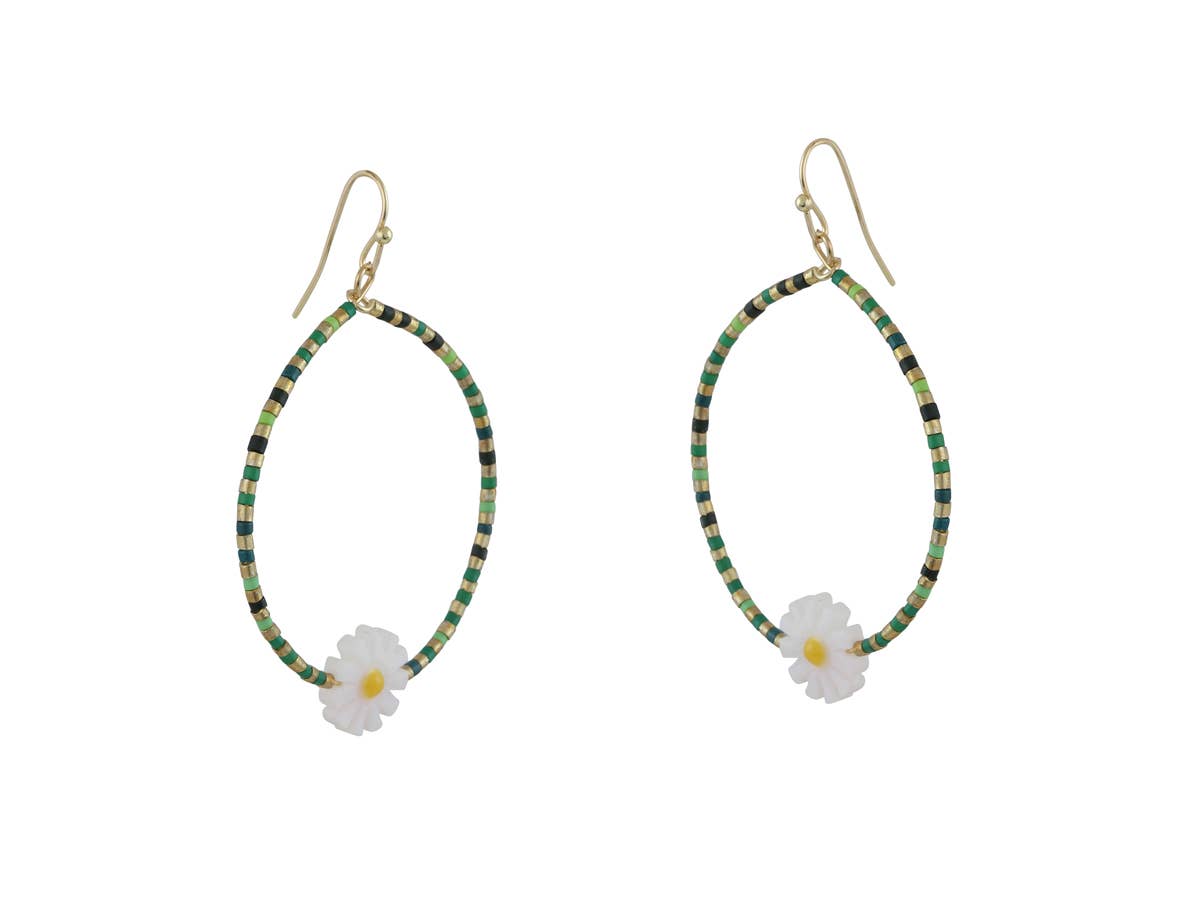 Cressida Beaded Daisy Earrings: NEON MULTI