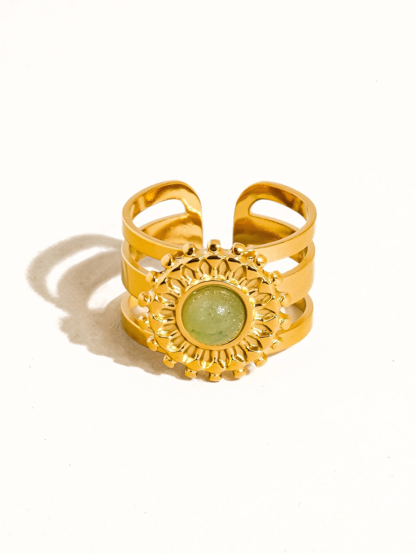 Evelyn 18K Non-Tarnish Green Gemstone Ring: Green