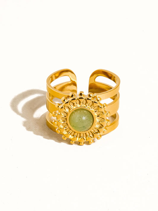 Evelyn 18K Non-Tarnish Green Gemstone Ring: Green