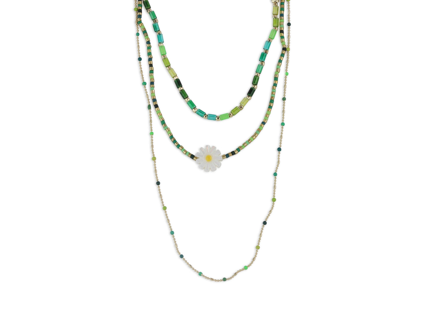Cressida Multi Row Beaded Necklace: NEON MULTI
