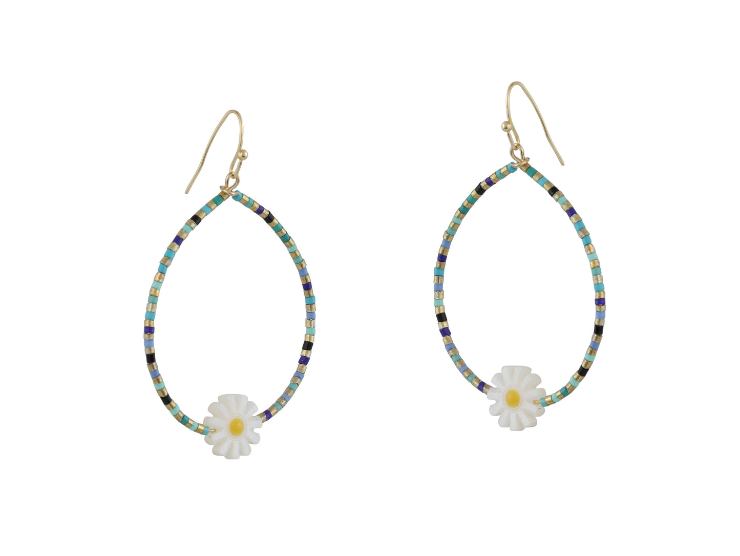 Cressida Beaded Daisy Earrings: NEON MULTI