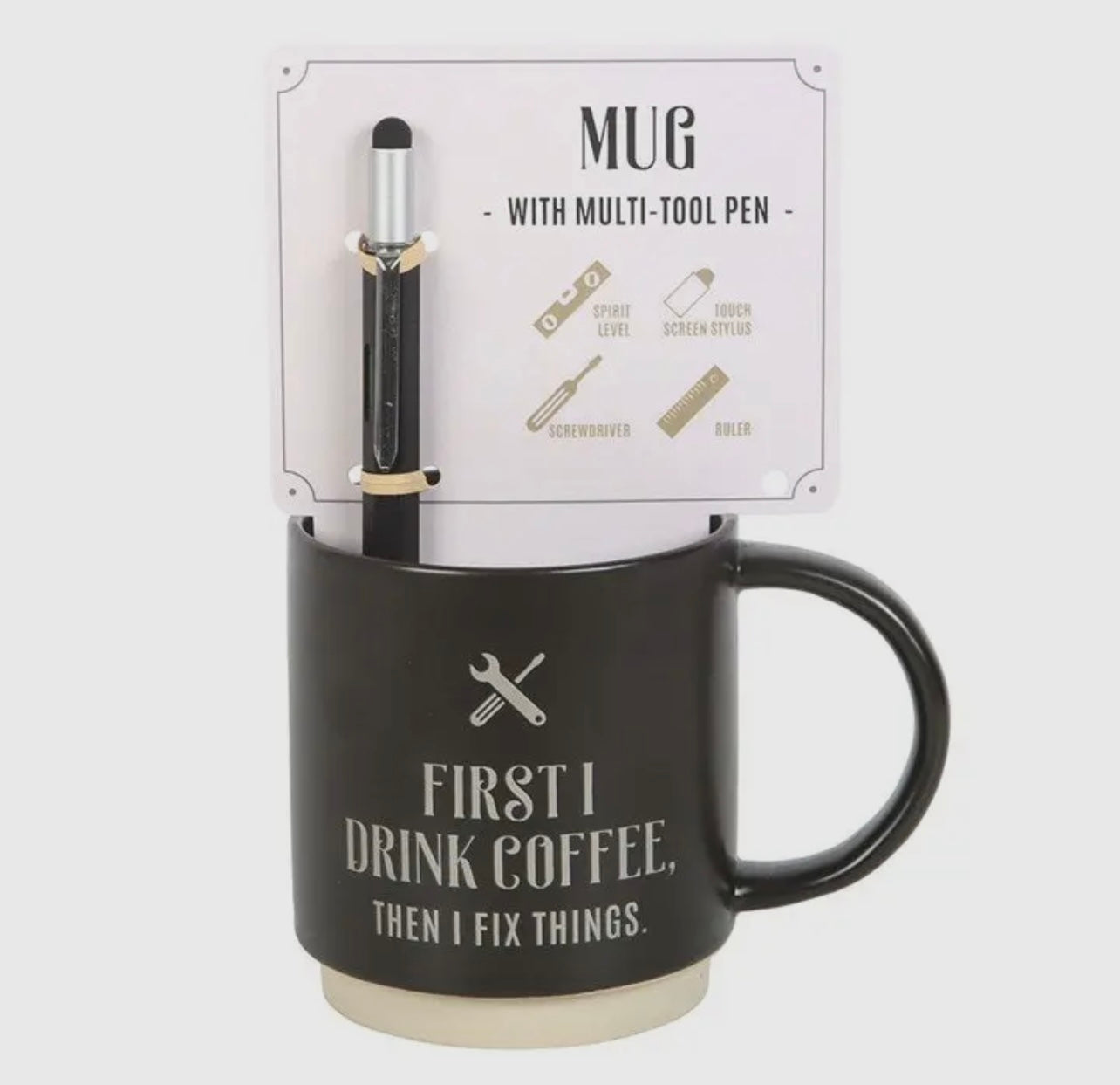 First I Drink Coffee Mug with Multi-Tool Pen