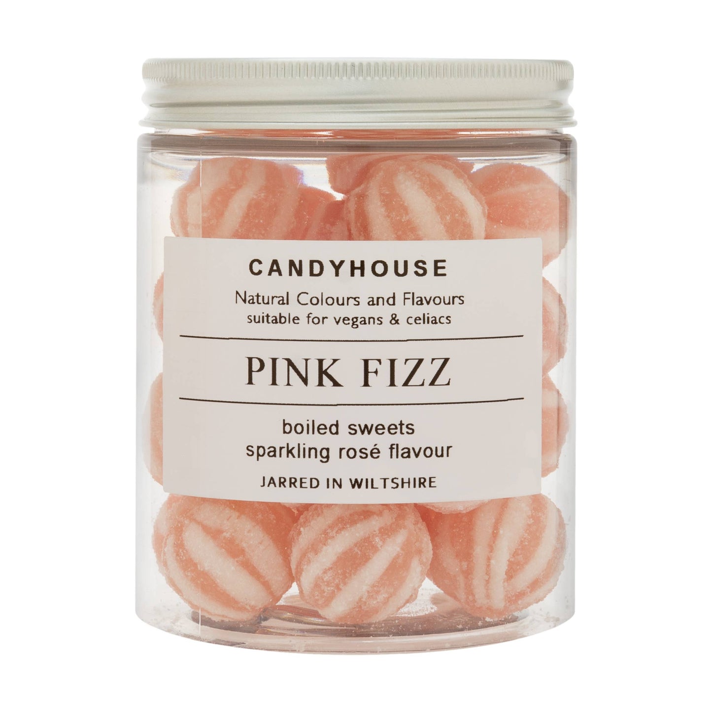 Pink Fizz Hard Boiled Sweets in Jam Jar: Jam Jar / White Label
