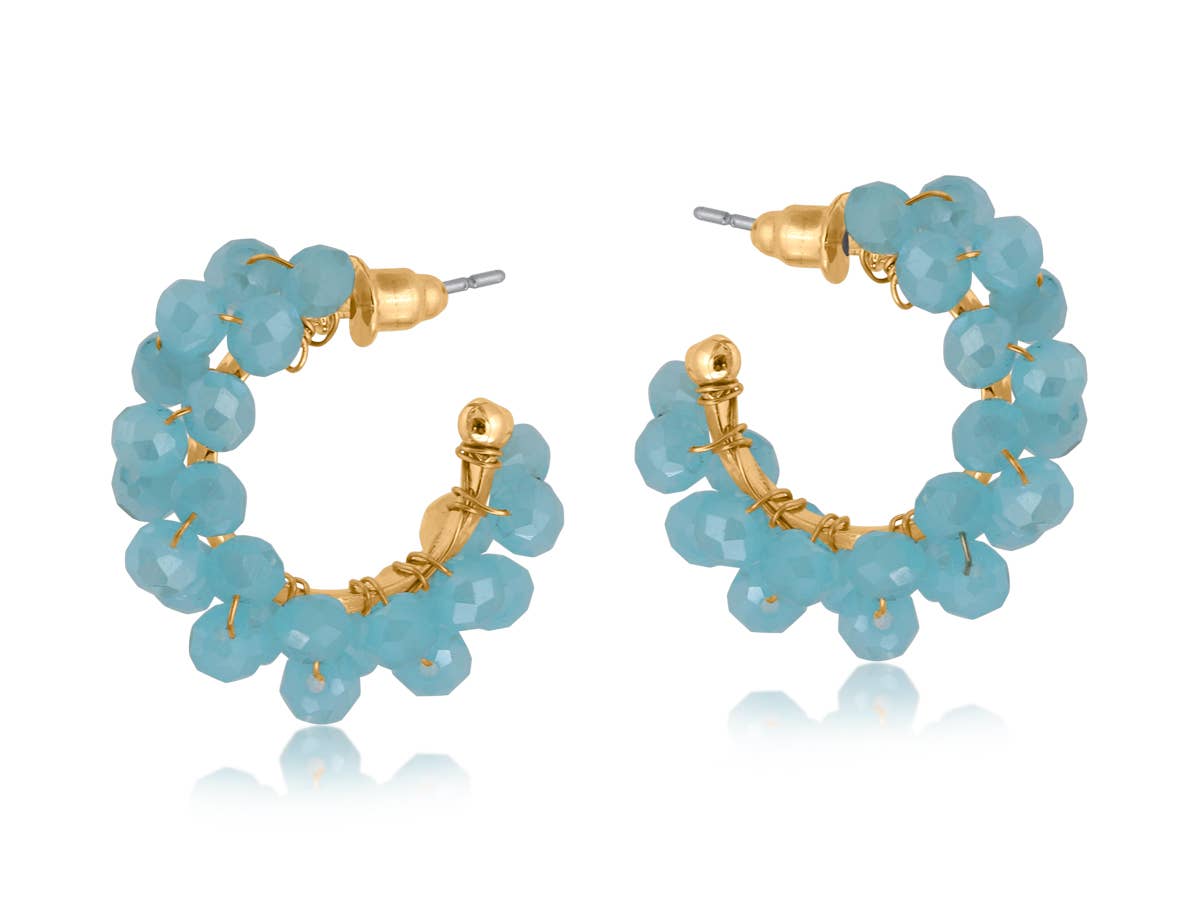 Circe Cluster Beaded Hoop Earrings: PEACH