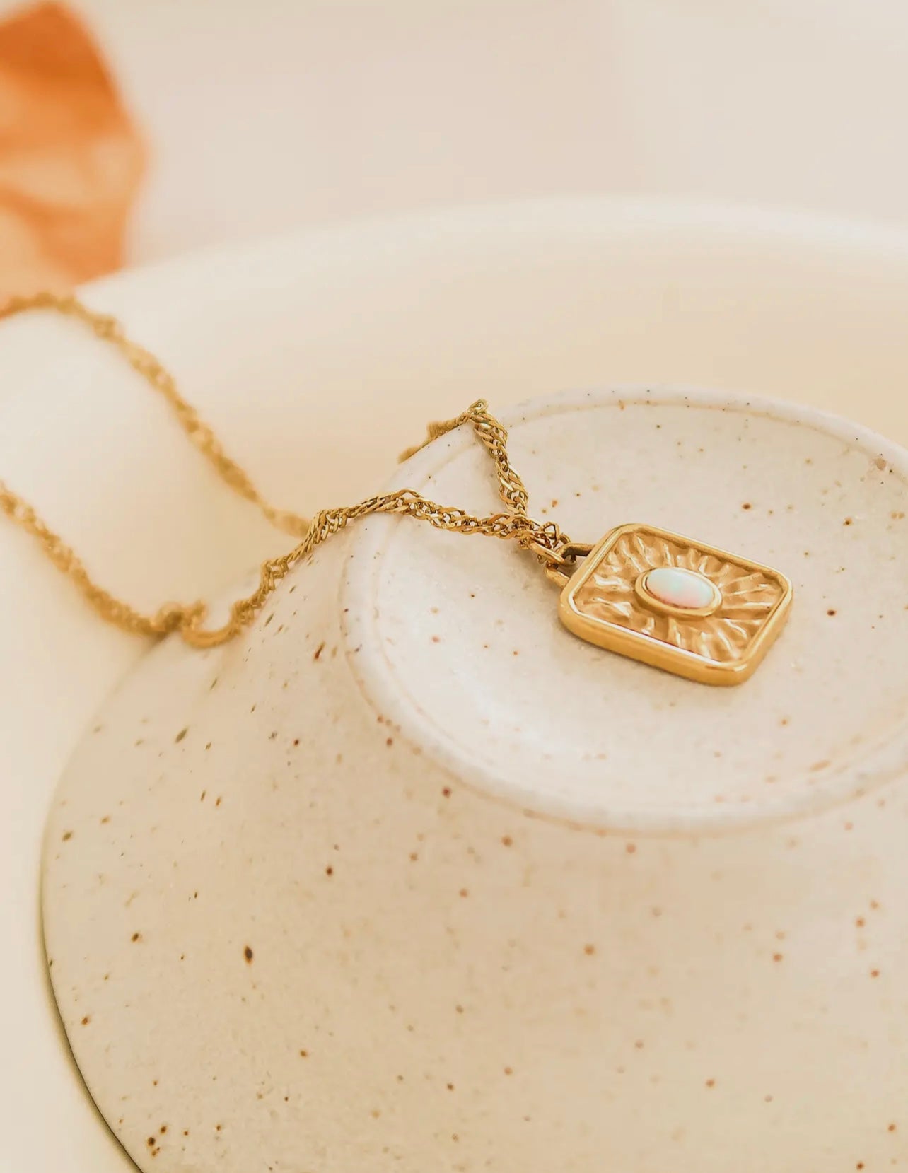 Elaine 18K Non-Tarnish Rectangle Stone
Sun Necklace