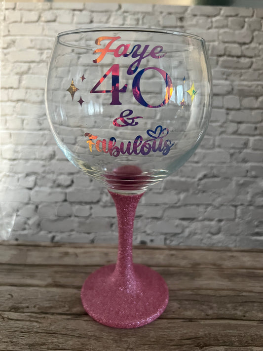 Pink Sparkle Gin Glass