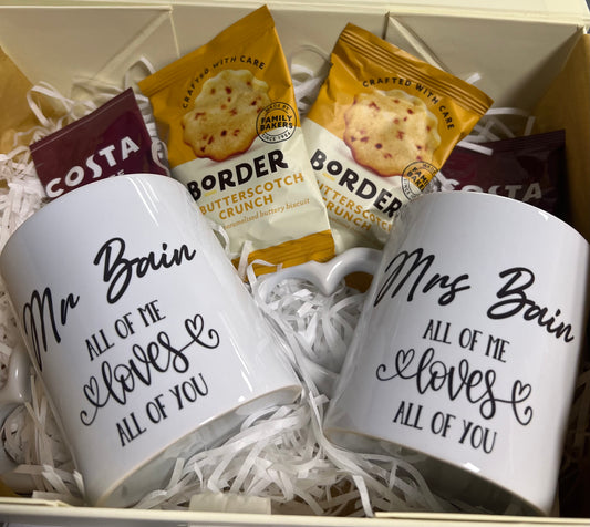 Personalised Heart Cups Gift Set.