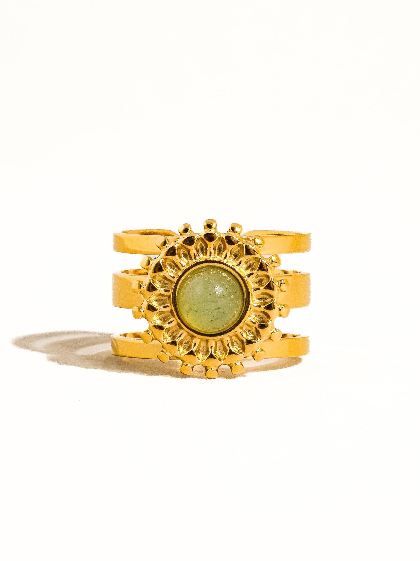 Evelyn 18K Non-Tarnish Green Gemstone Ring: Green