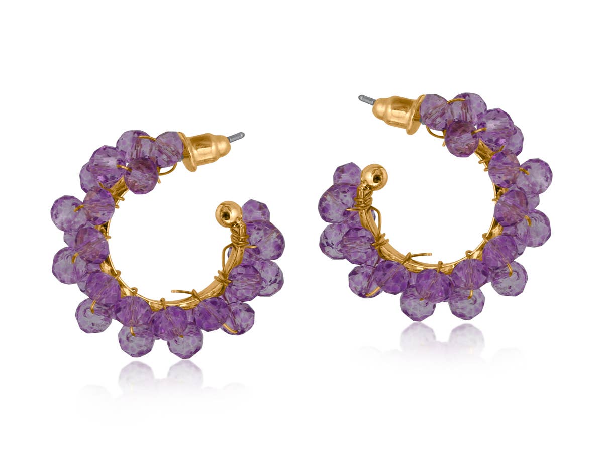 Circe Cluster Beaded Hoop Earrings: PEACH