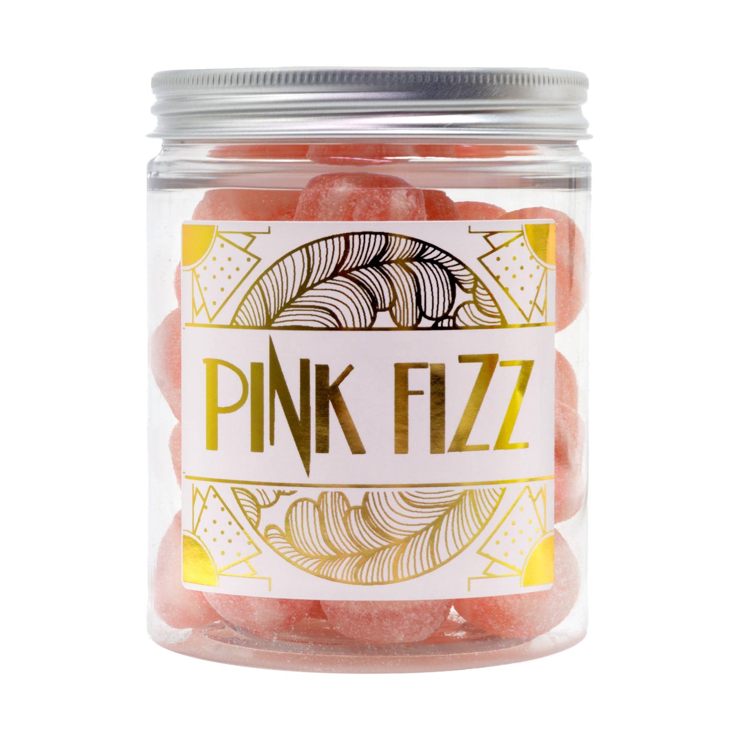 Pink Fizz Hard Boiled Sweets in Jam Jar: Jam Jar / White Label