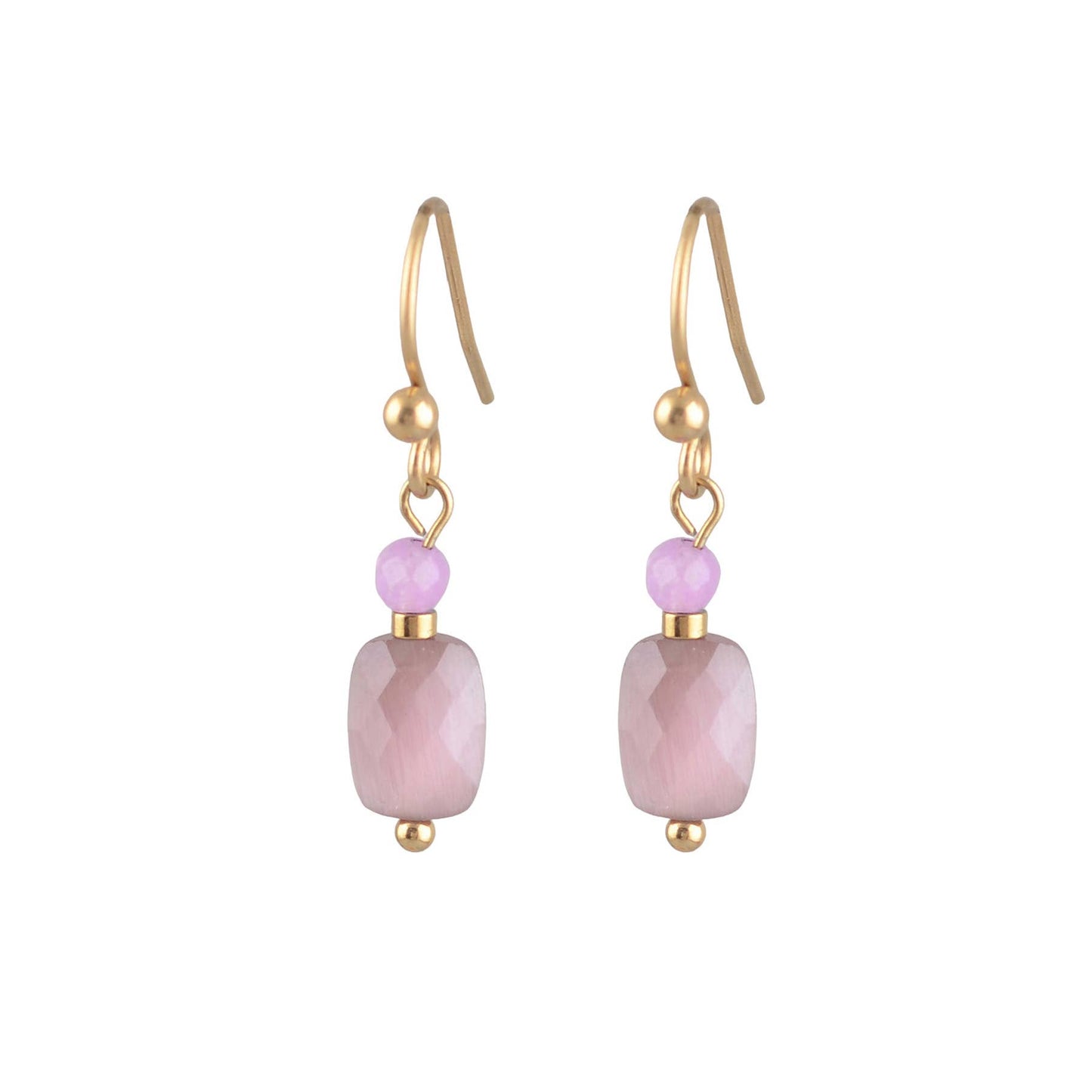 Natural Stone Twin Earring in Mauve & Purple