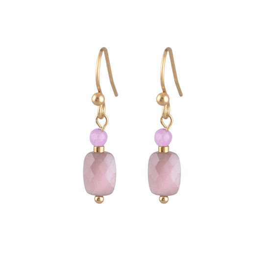 Natural Stone Twin Earring in Mauve & Purple