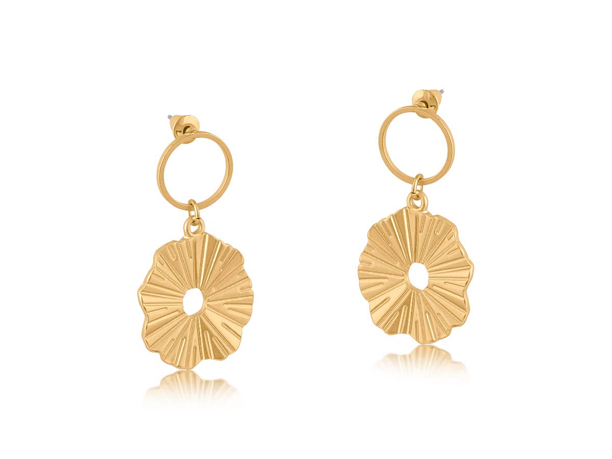 Julia Ginko Leaf Drop Earrings: GOLD