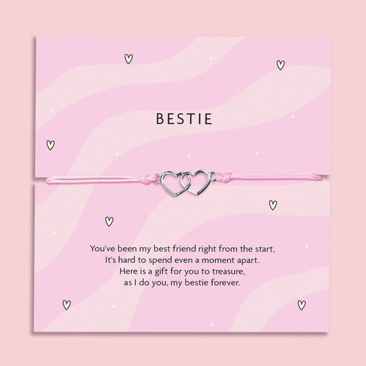 Bestie – Interlocking Heart Pink Friendship Bracelet